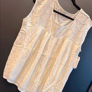 Liverpool Vanilla Eyelet XL Brand New w/tags top/blouse.